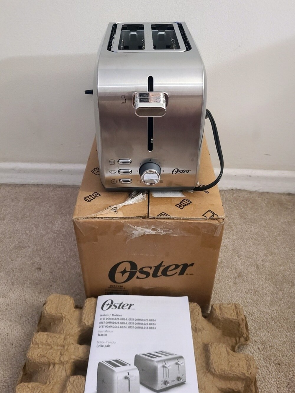 BNIB - Oster - 2 Slice Stainless Steel Toaster, Extra Wide Slots